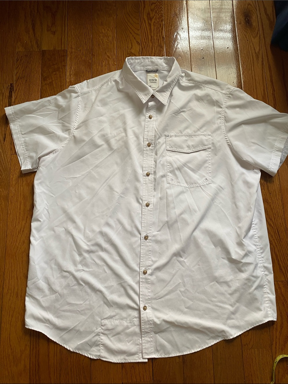 Men's Short Sleeve White Button-Down Casual Shirt